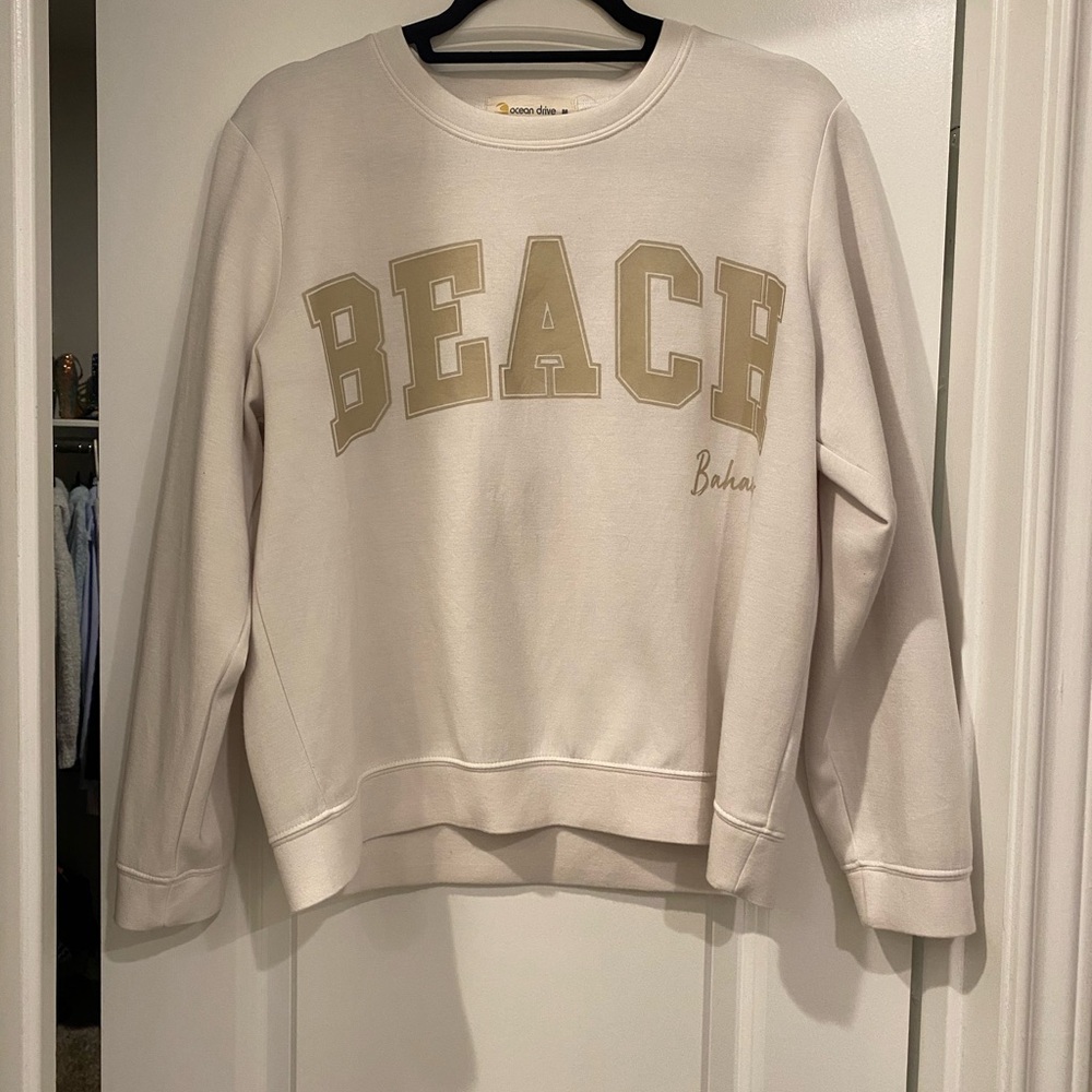 Ocean Drive Bahama Beach White Graphic Sweatshirt